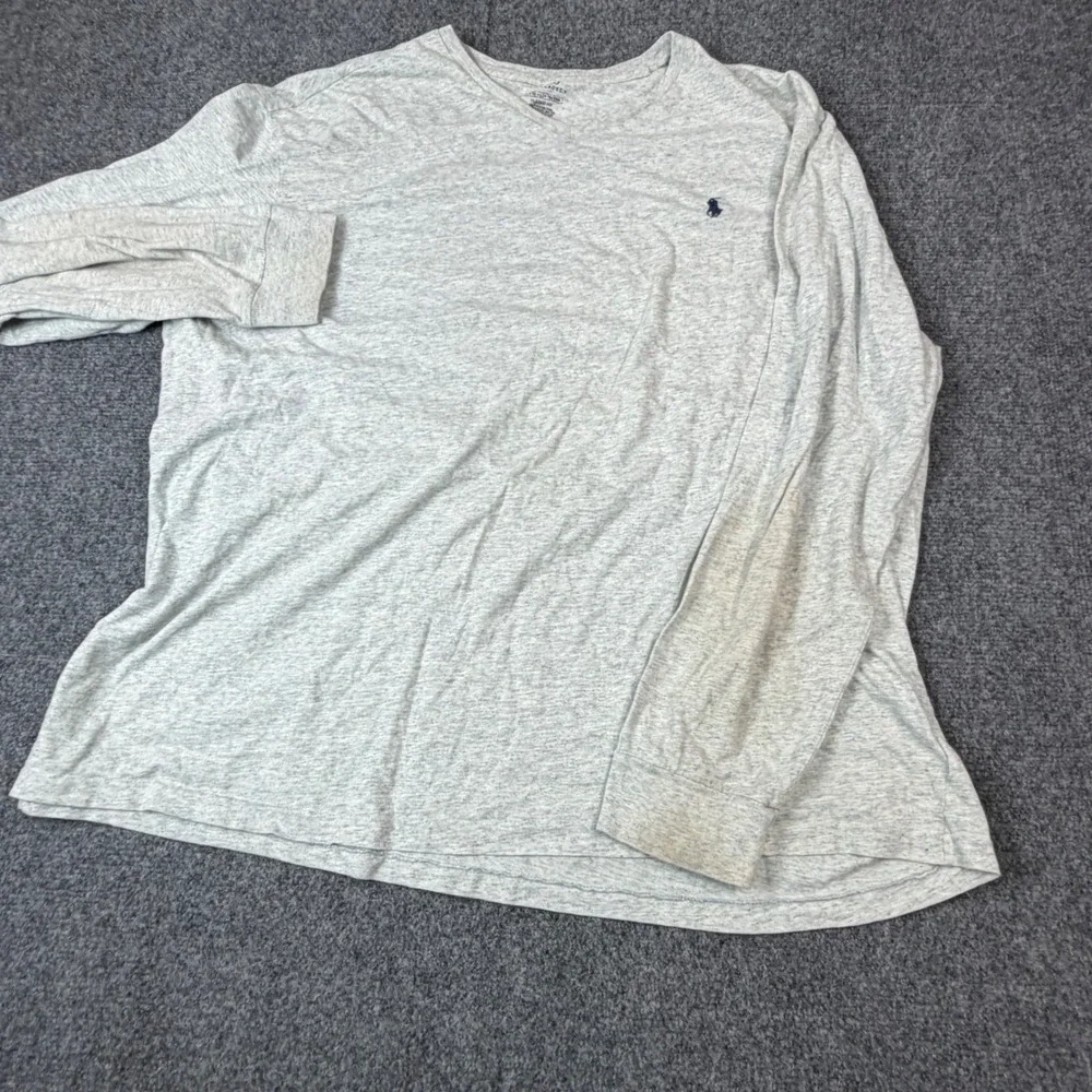 Polo Ralph Lauren Mens‎ Size XL  V-Neck Long Sleeve T-Shirt Gray Classic Fit